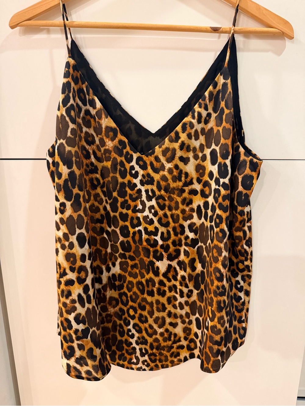 Express Leopard Print V-Neck Satin Camisole Tank Top Size M